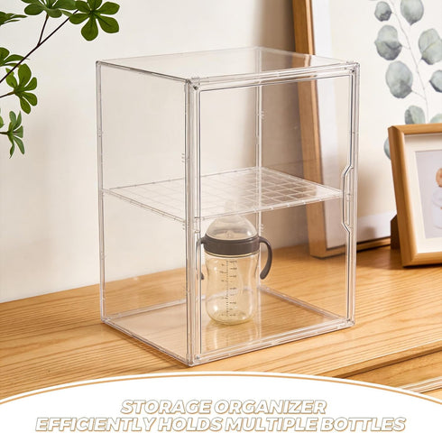 Countertop 14.2x10.6x8.7in ERINGOGO Baby Bottle Organizer for Cabinet - Clear Acrylic Bottle Station Storage Case