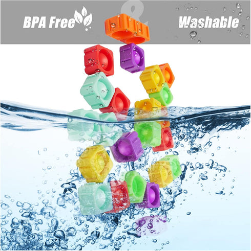 Pop Blocks Fidget Toys, Rainbow Silicone Popper Infinity DIY Building Blocks CVC Words Learning Phonics Color