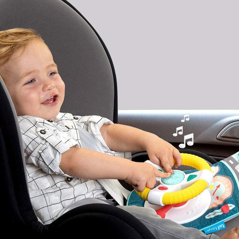 Baby Car Seat Toys for Infants, Steering Wheel with Music Lights & Mirror, Car Seat Toy for Babies 6 to 12 Months