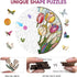 200 5MM 11.2 11.2inch MYS AUR Puzzles for Adults, Tulip Stained Glass Wooden Puzzles Pieces, Thick Unique Shaped Flower