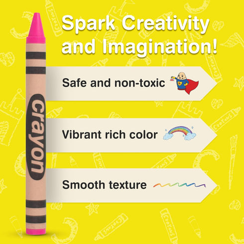 80 Count Lucky Art Pink Crayons Bulk - Regular Size Single Color Crayon Refill, Non-Toxic Art Supplies for Teachers