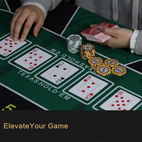 JIESITE 47 24Inch x Texas Hold'Em Poker Mat Portable Rubber Poker Table Top Water Waterproof, Noise Reduction Suitable