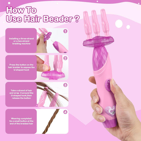Set, Yoloflix Hair Braiding Machine, Hair Salon Toys for Girls with Braider, Beads, Wig & Accessories, Kids Hair