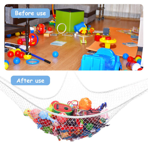 Stuffed Animal Hammock, Toy Storage Net, LXUNYI Jumbo Wall Corner Organizer for Kids' Stuffed Animals (White)
