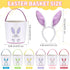 12 Set Domensi Pcs Easter Basket for Kids Canvas Easter Baskets with Handles and Plush Bunny Ear Headbands, Reusable