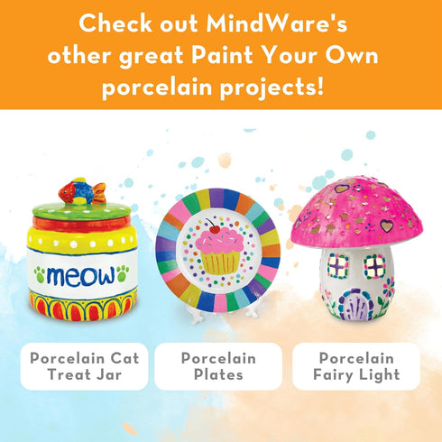 12 2 MindWare Paint Your Own Porcelain: Dog Treat Jar Craft Kit - Includes Porcelain Dog Treat jar, Bright Colors