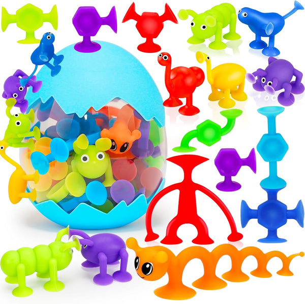 32 PCS Suction Cup Toys for Kids, Bath Toy Party Favor for 2-6 Year Olds, Educational Sensory Fidget