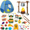 MITCIEN Kids Play Tent with Campfire, Oil Lantern with Sound, Cut Up Fruits, Marshmallow, Pretend Camping Toys for 3-6+
