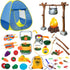 MITCIEN Kids Play Tent with Campfire, Oil Lantern with Sound, Cut Up Fruits, Marshmallow, Pretend Camping Toys for 3-6+