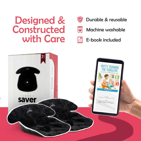 Pack 4) Piddle Pads - Strollers, Bouncers & Car Seat Pad, Waterproof & Machine-Washable Cover on Car Potty for Toddler