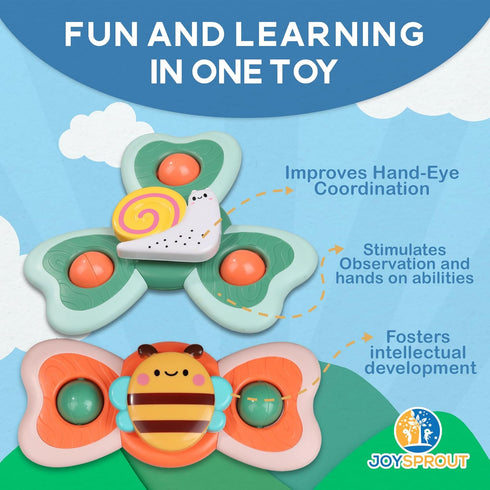 Spinner Toys for Babies - 4pcs Baby Spinners with Suction Cups for Sensory Development & High Chair