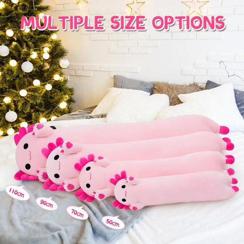 Long Axolotl Plush Toy Body Pillow, 43” Cute Stuffed Animal Gift for Girls and Boys, Soft Kawaii Plushies