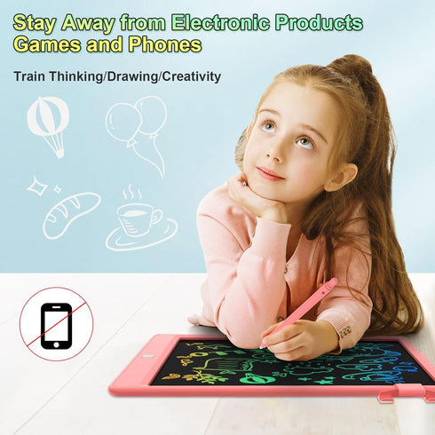 LCD Writing Tablet for Kids, 12.9 Inch Colorful Doodle Board, Erasable Drawing Pad for Boys and Girls 3-8 Years