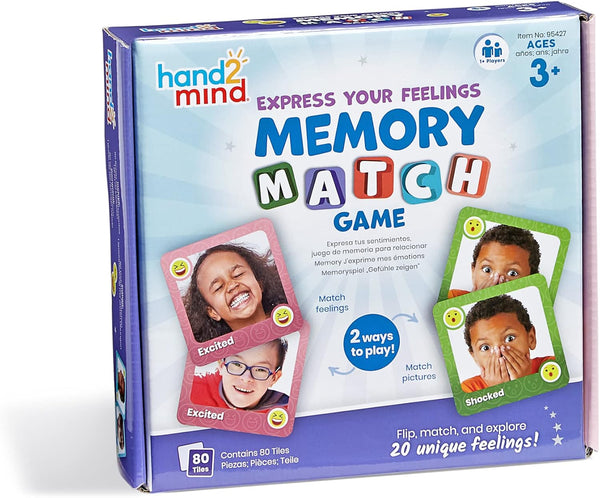 hand2mind Express Your Feelings Memory Match Game, Emotion Cards for Kids, Social Emotional Learning Activities
