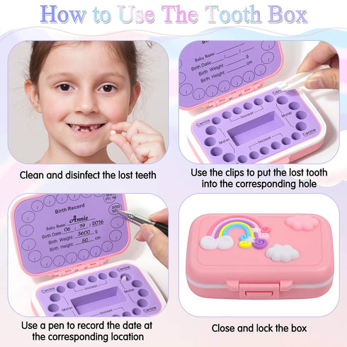 2 Pack Caffox Tooth Holders for Kids Keepsake, Tooth Fairy Box, First Tooth Keepsake Box, Tooth Collection Container