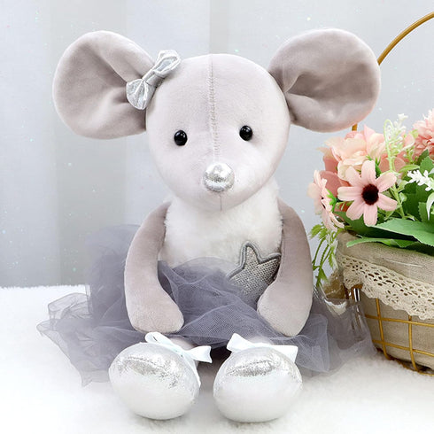 Plush Mouse Stuffed Animal Ballerina Doll, 15.5 Inches Ballet Dance Recital Gift for Girls (Gray)