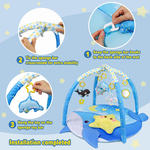 31x31inch Set, Dr.Rapeti Baby Play Mat, Activity Baby Play Gym with Arch, Playmats & Floor Gyms, Detachable Mirror