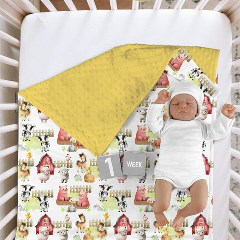 30 40 HawSkgFub Farm Life Barn Animal Mink Baby Blankets Dotted Backing Boy Girl Shower Gift, Cow Horse Sheep Pig Chick
