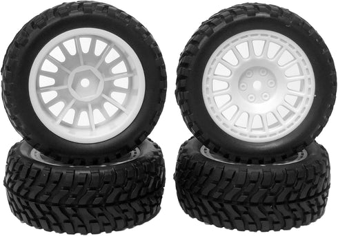 4PCS 75mm Rubber Tyres with Foam Inserts and Plastic Wheel Rims for 1/10 On-Road RC Drift Touring Car (White)