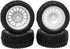 4PCS 75mm Rubber Tyres with Foam Inserts and Plastic Wheel Rims for 1/10 On-Road RC Drift Touring Car (White)