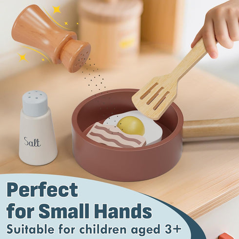 Sets Sets 3-5, Lehoo Castle Wooden Play Kitchen Accessories, Play Pots and Pans for Kids, Play Food for Kids Kitchen