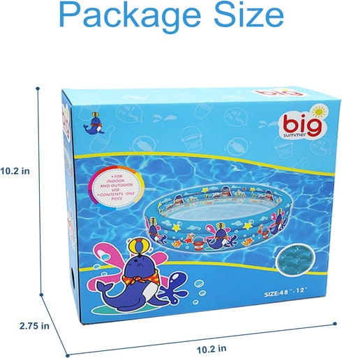 3 48X12Kids Swimming Rings Kiddie Pool for Toddler, Pool, Inflatable Baby Ball Pit Pool, Small Infant Pool (Blue)