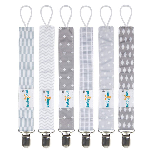 Babygoal Pacifier Clips, 6 Pack Holder for Boys and Girls, Fits Most Pacifier Styles & Baby Toys, Baby Gift 6MP09