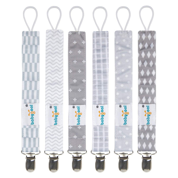 Babygoal Pacifier Clips, 6 Pack Holder for Boys and Girls, Fits Most Pacifier Styles & Baby Toys, Baby Gift 6MP09