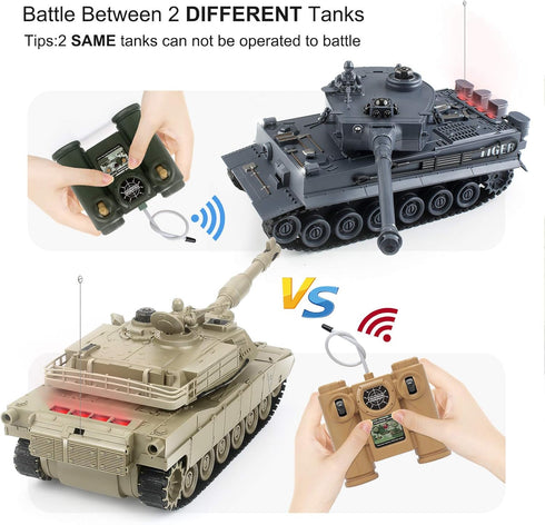 RC Tanks, 1:28 WW2 German Tiger Army Tank Toys, 9 Channels Remote Control Vehicles with Sound Light for Boys Girls