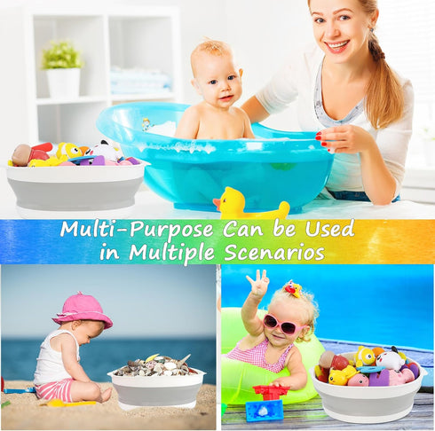 Bath Toy Storage Organizer, Foldable Bath Toy Holder for Bathtub, Removable Base, Bathroom Toy Storage Bin for Kids