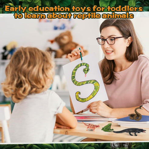 Sratte 26 Pcs Amphibious Animals Figurines - Diorama Project Kit with Plastic Reptile Playset for Kids
