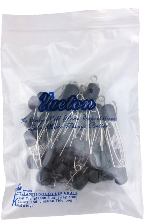 yueton 50pcs Black Plastic Head Baby Safety Pins, Safety Locking Baby Cloth Diaper Pins