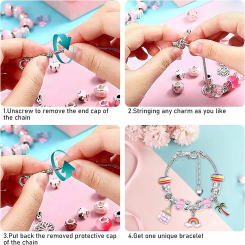 Jewelry Making Kit for Girls 8-12, 110Pcs Charm Bracelet Making Kit for Girls Ages 5-12, DIY Necklace Kids Birthday
