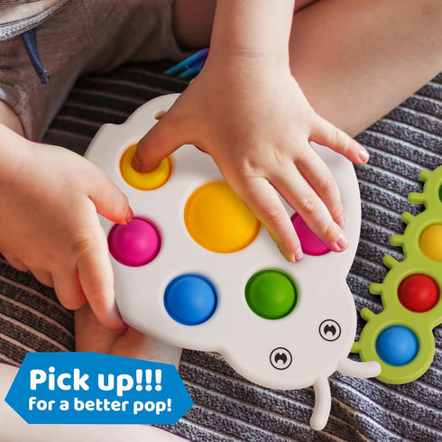 LiKee Fidget Popper Sensory Baby Toys - Montessori Busy Toy for 10+ Months - Push and Popping Bubbles for Fine Motor