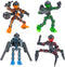 Zing Klikbot, Complete Set of 4 Poseable Action Figures with Weapons, Translucent,