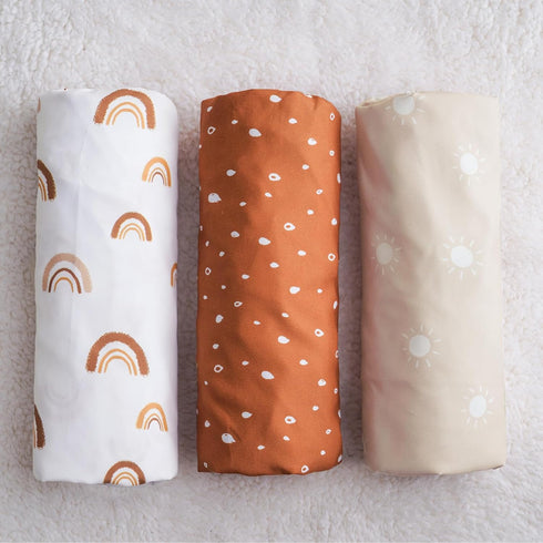 3 Pack PHF Soft Bassinet Sheets, Rainbow Breathable Comfy Cradle Sheets for Baby Boys Girls Neutral, No Slip Universal
