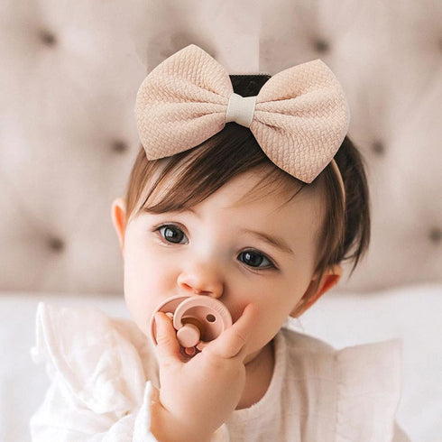 Cinaci 30 Pack Super Stretchy Nylon Hair Bands with Solid Bow Accessories for Baby Girls, Infants, Toddlers, Kids, Teens