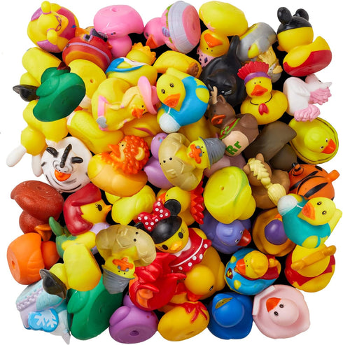 100 Pack 2" (100 Rubber Duck for Jeeps Ducking - Bulk Floater Duck for Kids - Baby Bath Toy Assortment with Bag - Party
