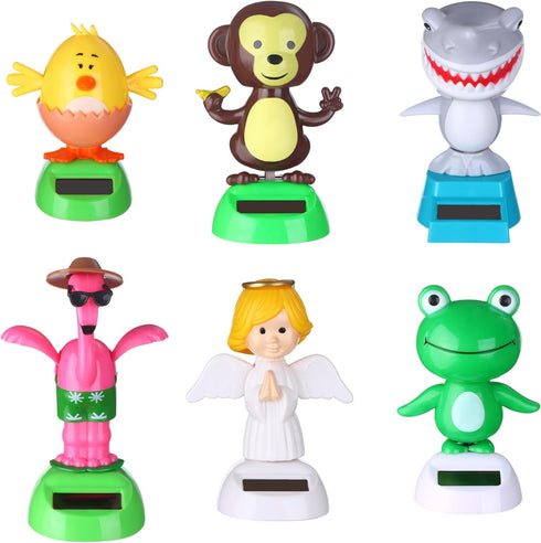 6 Pcs Solar Powered Dancing Animal Dolls - Swinging Animated Bobble Dancer Window Sun Catcher, Portable Suncatchers for