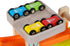Wooden Car Ramp Race Track Toy - Toddler Car Playset with 4 Pack Replacement Cars for Kids