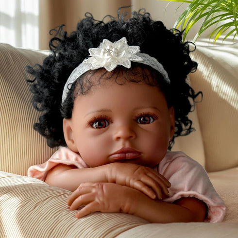 20 Inch 3+ BABESIDE Black Baby Dolls, Realistic Cute Soft Body Baby Doll Real Life Baby Dolls with Accessories for Year