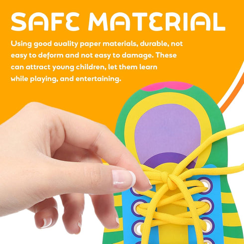 NUOBESTY Shoelace Threading Teaching Toys, Learn to Tie Shoelaces Toy for Kids, Fine Motor Skills Educational Toys