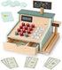 PairPear Wooden Toy Cash Register with Scanner and Credit Card, Kids Pretend Play Money Counting Toy for Boys Girls 3+