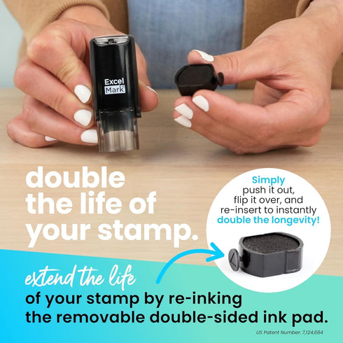 ExcelMark Round Teacher Stamp - Thumbs UP (Outline), RED Ink