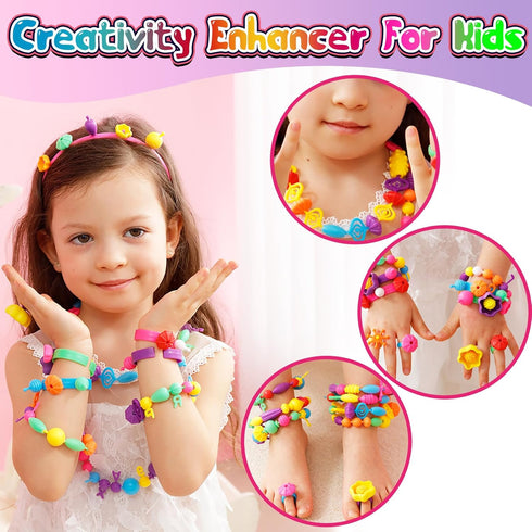 FUNZBO 800+ Pop Beads - Snap Bead Kits for Toddlers, Jewelry Making Kit for Girls, Arts and Crafts for Kids