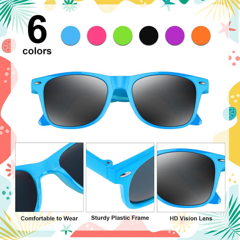 NEBURORA Neon Sunglasses Bulk, Classic Retro Multicolor Party Sunglasses, 6/12/24/60 Pack Toys for Summer Beach Party