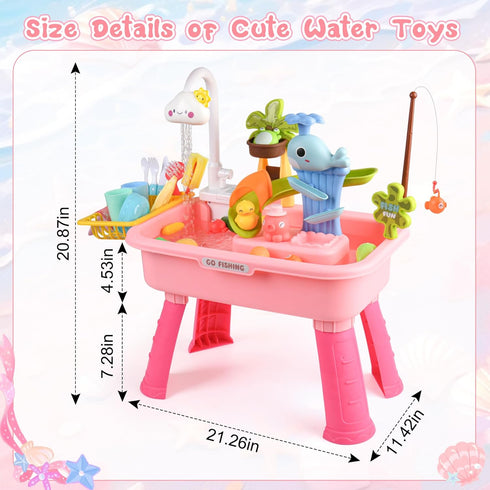 Mobelixy 3+ Upgraded Toddler Sand Water Table Toy with Electric Water Pump, Kids Sand Water with Faucet/Play Food