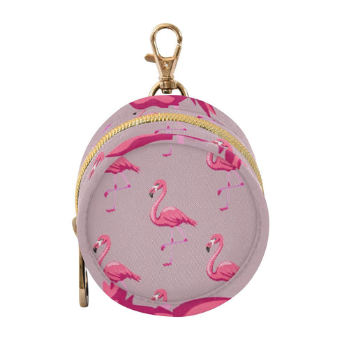 PYBUG Flamingos Round Pacifier Storage Case, Polyester & TPU Lined with Hook Buckle,