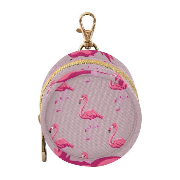 PYBUG Flamingos Round Pacifier Storage Case, Polyester & TPU Lined with Hook Buckle,