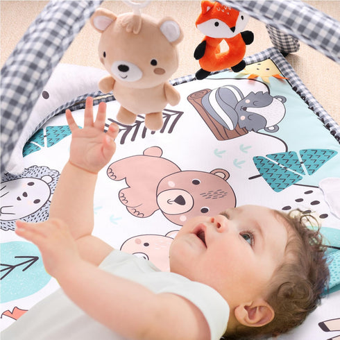 7-in-1 0-6, 6-12 Tummy The Peanutshell Unisex Baby Play Gym & Play Mat - Playmat Baby Toys Months Time Mat with Hanging